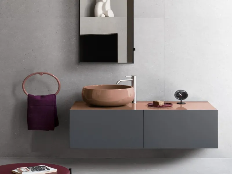 Delfo è il mobile lavabo con piano in ceramica di Ceramica Cielo